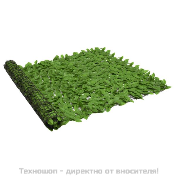 Балконски параван със зелени листа, 500x150 см
