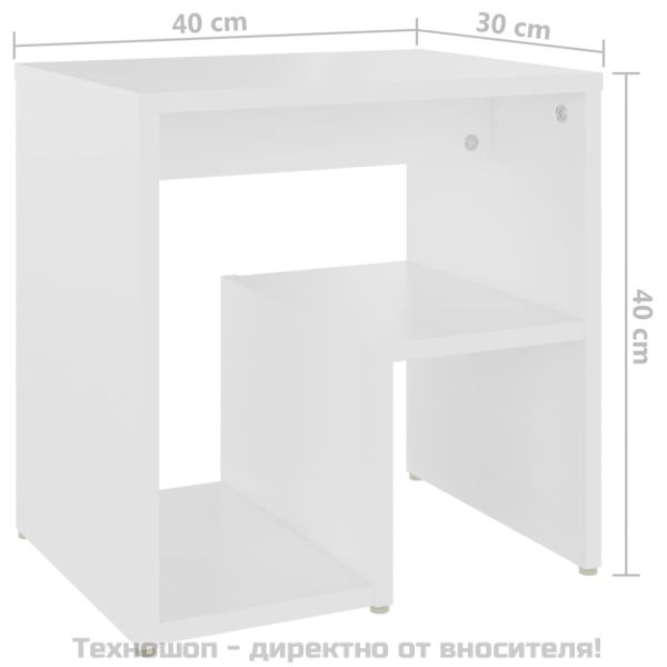Нощно шкафче, бяло, 40x30x40 см, инженерно дърво