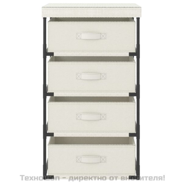 Етажерка за съхранение с 4 текстилни кошове, стомана, кремава