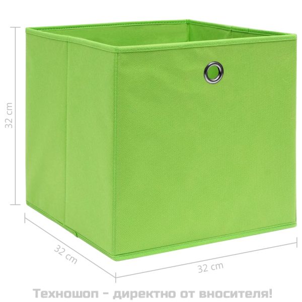Кутии за съхранение 4 бр зелени 32x32x32 см плат
