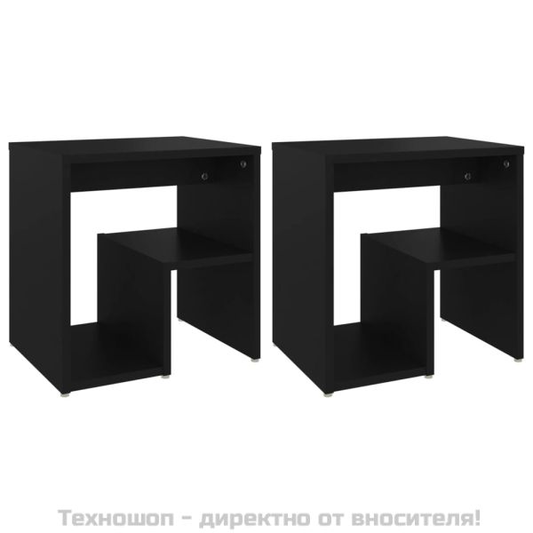 Нощни шкафчета, 2 бр, черни, 40x30x40 см, инженерно дърво