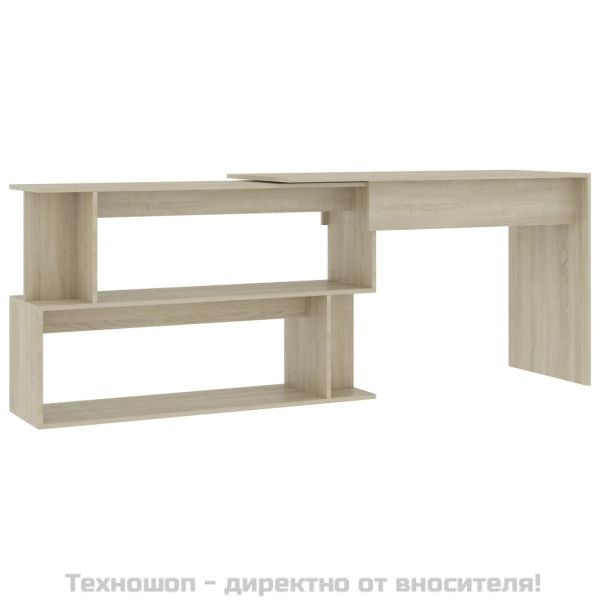 Ъглово бюро, дъб сонома, 200x50x76 см, инженерно дърво