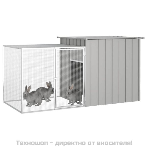 Клетка за зайци сива 200x91x100 см поцинкована стомана