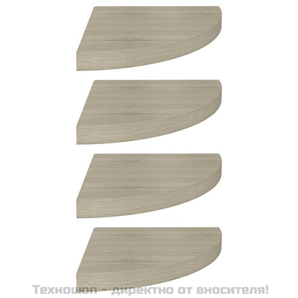 Окачени ъглови рафтове, 4 бр, дъб, 35x35x3,8 см, МДФ