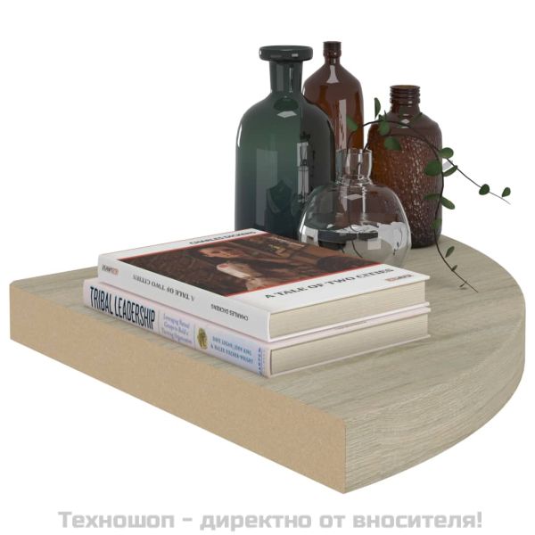 Окачени ъглови рафтове, 4 бр, дъб, 35x35x3,8 см, МДФ