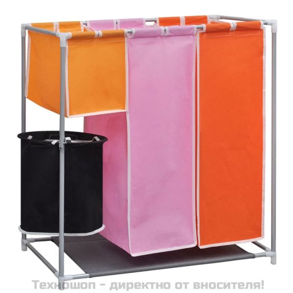 Кош за сортиране на пране с 3 секции, 2 бр, с кофа за миене