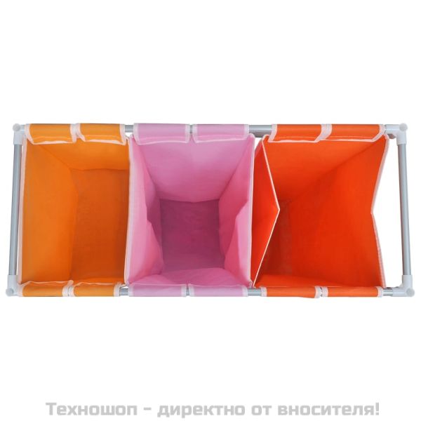 Кош за сортиране на пране с 3 секции, 2 бр, с кофа за миене