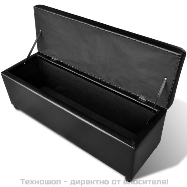 Дълга пейка за съхранение, дърво, черна