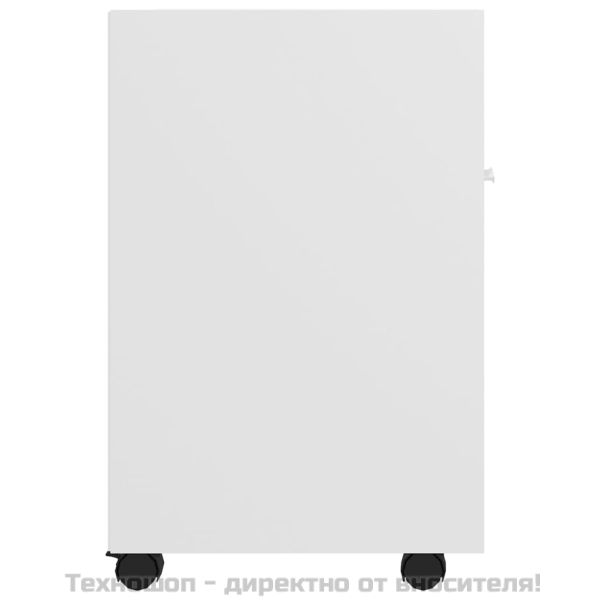 Страничен шкаф с колелца, бял, 33x38x60 см, инженерно дърво