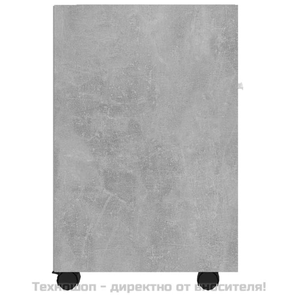 Страничен шкаф с колела бетонно сив 33x38x60 см инженерно дърво
