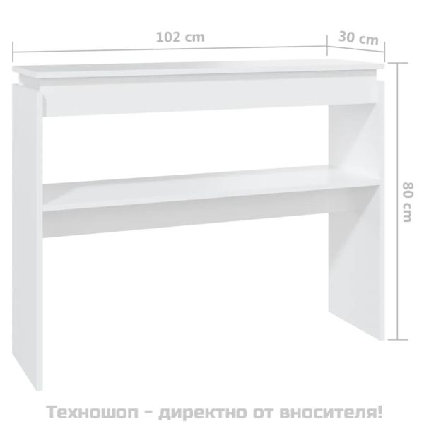 Конзолна маса, бяла, 102x30x80 см, инженерно дърво