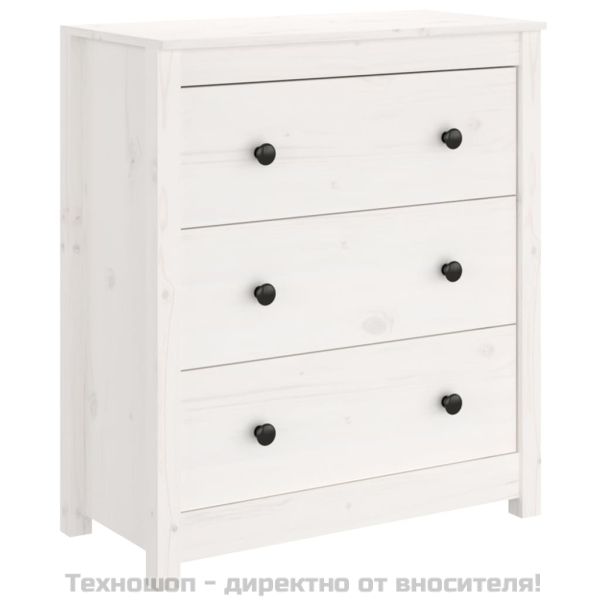 Сайдборд, бял, 70x35x80 см, бор масив