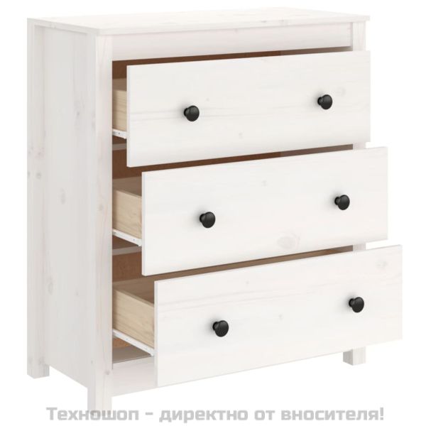 Сайдборд, бял, 70x35x80 см, бор масив