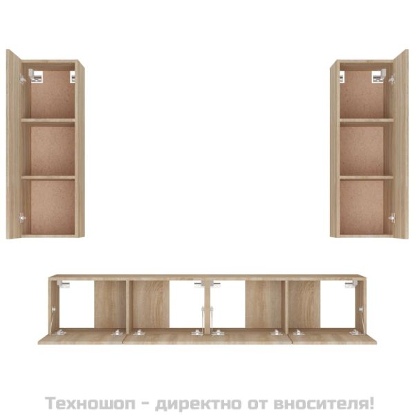 Комплект ТВ шкафове от 4 части, сонома дъб, инженерно дърво
