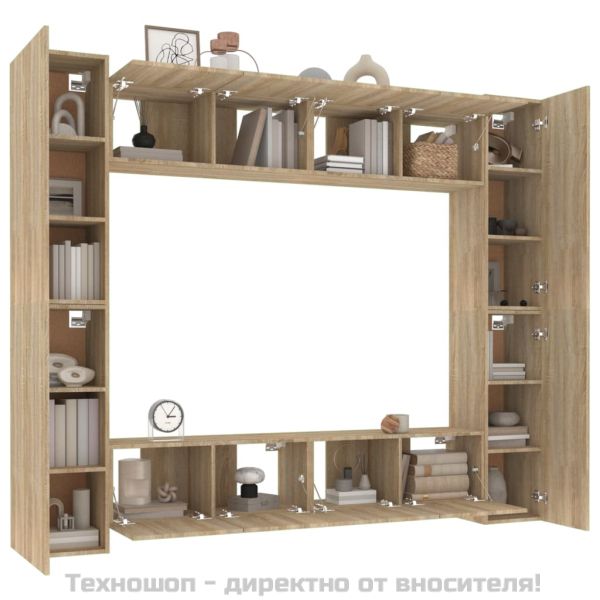 Комплект ТВ шкафове от 8 части, сонома дъб, инженерно дърво