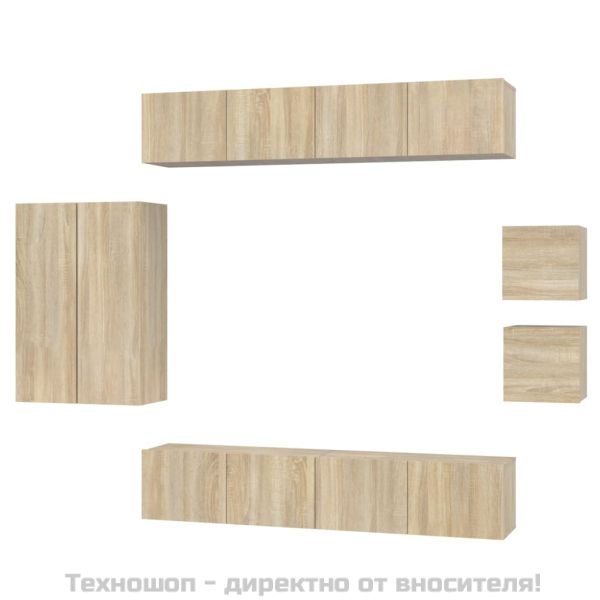 Комплект ТВ шкафове от 8 части, сонома дъб, инженерно дърво