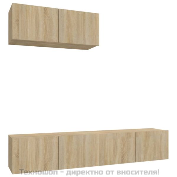 Комплект ТВ шкафове от 3 части, сонома дъб, инженерно дърво