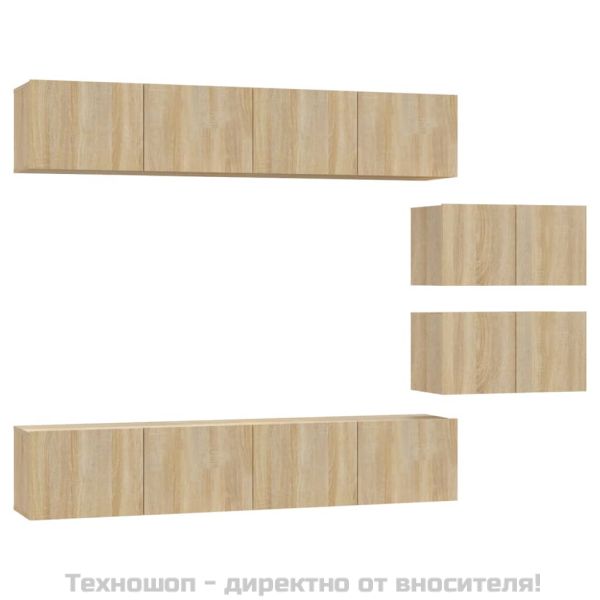 Комплект ТВ шкафове от 6 части, сонома дъб, инженерно дърво