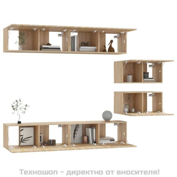 Комплект ТВ шкафове от 6 части, сонома дъб, инженерно дърво