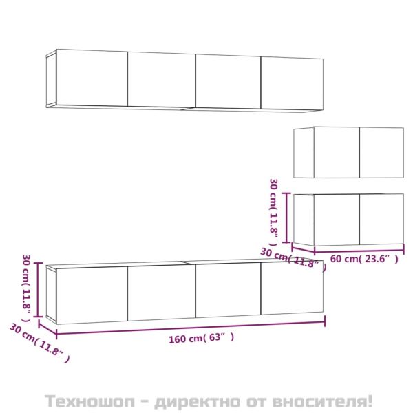 Комплект ТВ шкафове от 6 части, сонома дъб, инженерно дърво