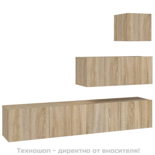 Комплект ТВ шкафове от 4 части, сонома дъб, инженерно дърво