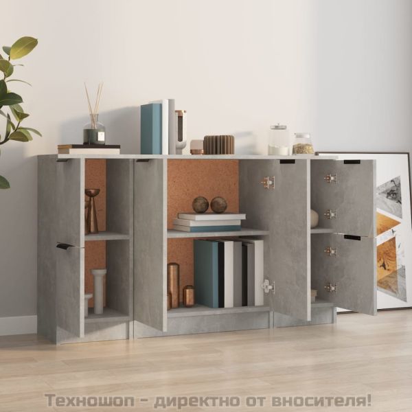 Сайдборди, 3 бр, бетонно сиви, инженерно дърво