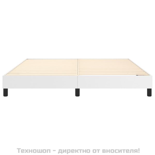 Рамка за легло с пружини бяла 160x200 см изкуствена кожа