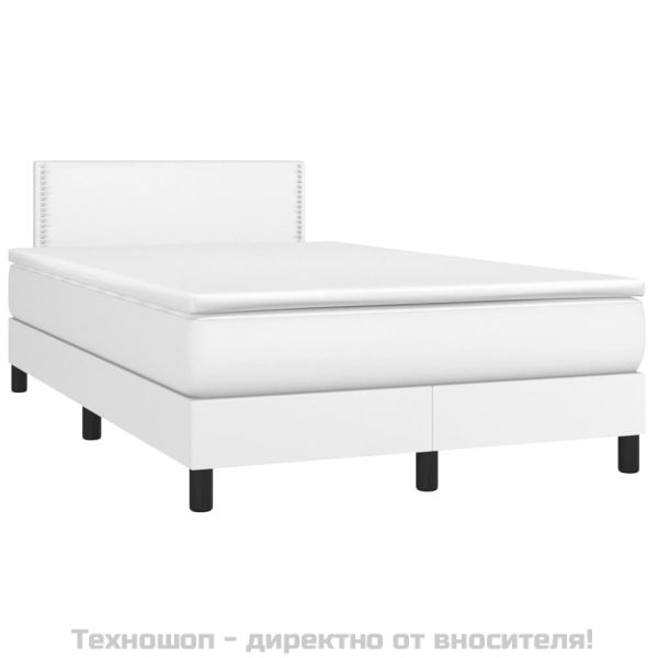 Боксспринг легло с матрак, бяло, 120x200 см, изкуствена кожа