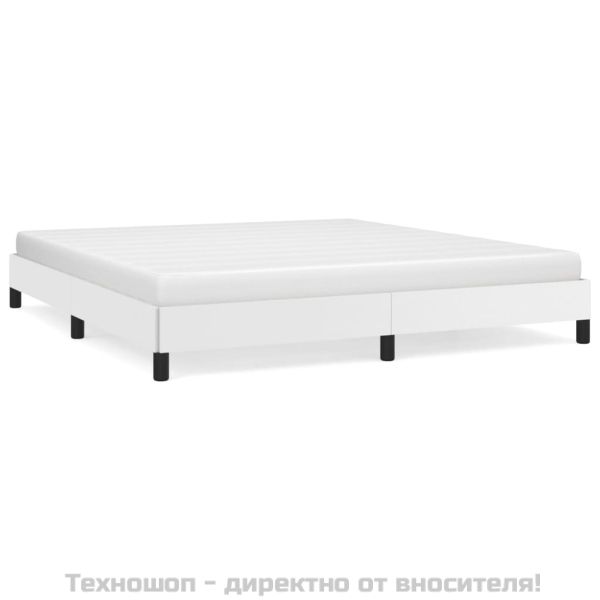 Рамка за легло бяла 160x200 см изкуствена кожа