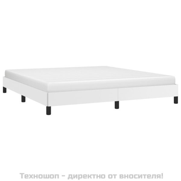 Рамка за легло бяла 160x200 см изкуствена кожа