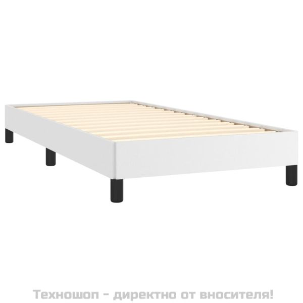 Рамка за легло с балдахин, бяла, 90x200 см изкуствена кожа