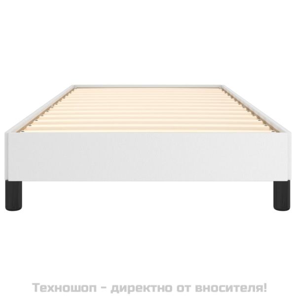 Рамка за легло с балдахин, бяла, 90x200 см изкуствена кожа