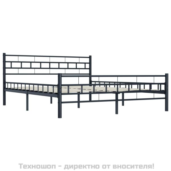 Рамка за легло, черна, стомана, 140x200 cм