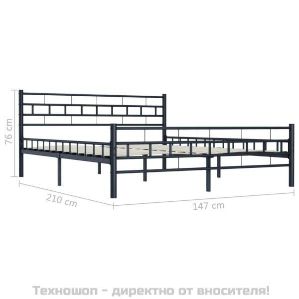 Рамка за легло, черна, стомана, 140x200 cм