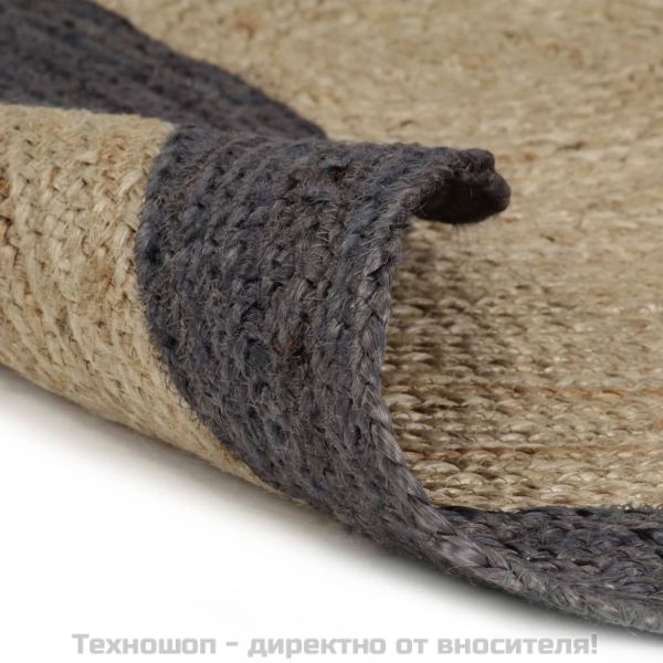 Ръчно тъкан килим от юта, тъмносив кант, 90 см