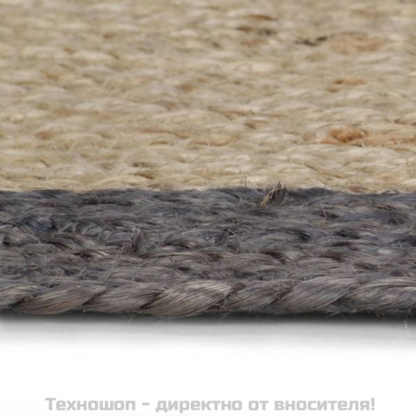 Ръчно тъкан килим от юта, тъмносив кант, 90 см