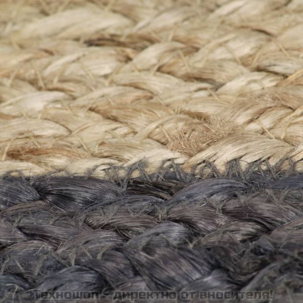 Ръчно тъкан килим от юта, тъмносив кант, 90 см