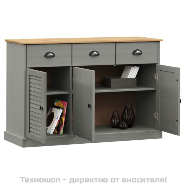 Бюфет с чекмеджета VIGO, 113x40x75 см, сив, бор масив