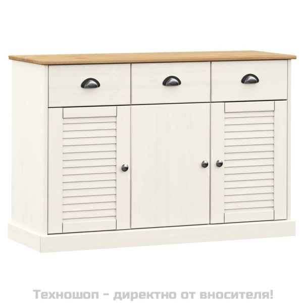 Бюфет с чекмеджета VIGO, 113x40x75 см, бял, бор масив