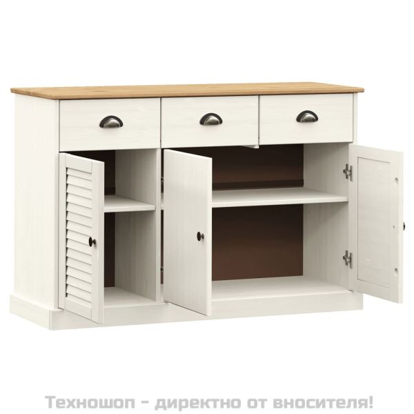 Бюфет с чекмеджета VIGO, 113x40x75 см, бял, бор масив