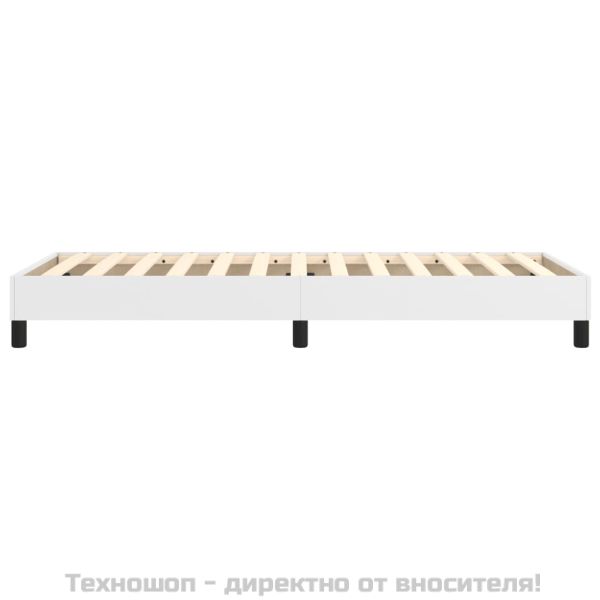 Рамка за легло с пружини с балдахин, бяла, 90x200 см изкуствена кожа