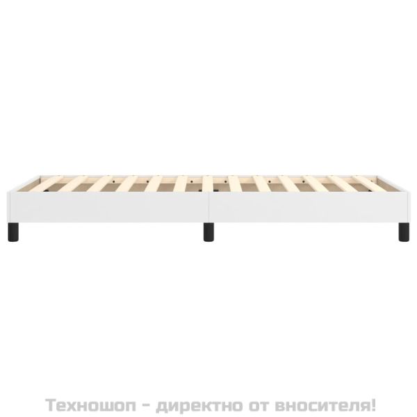 Рамка за легло с пружини, бяло, 100x200 см изкуствена кожа
