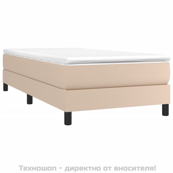Рамка за легло с пружини, капучино, 100x200 см, изкуствена кожа