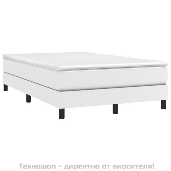 Боксспринг легло с матрак, бяло, 120x200 см, изкуствена кожа
