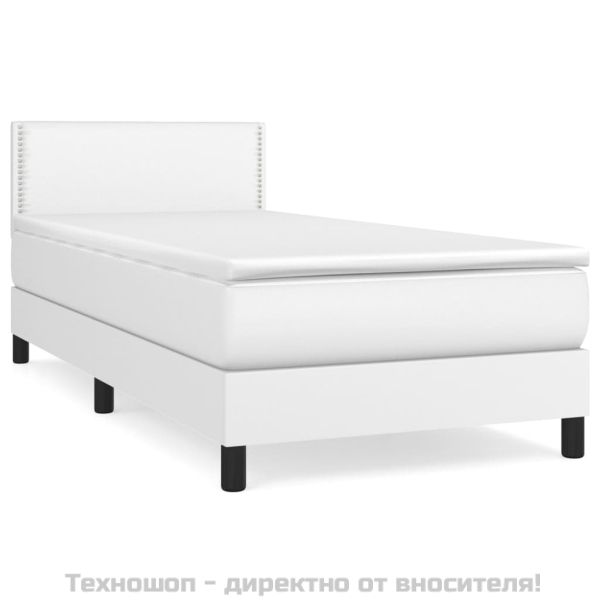 Боксспринг легло с матрак, бяло, 80x200 см, изкуствена кожа