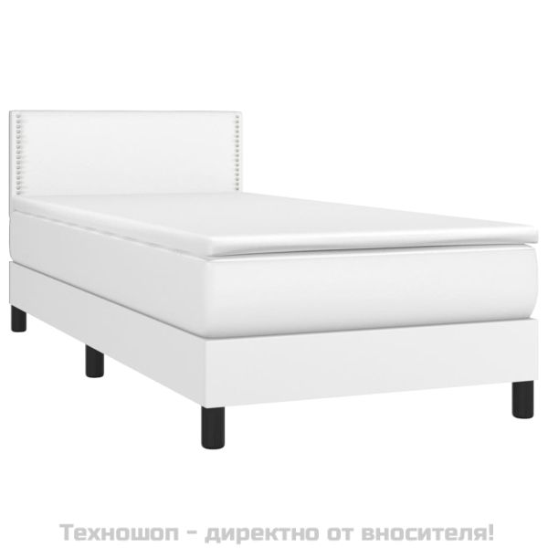 Боксспринг легло с матрак, бяло, 80x200 см, изкуствена кожа