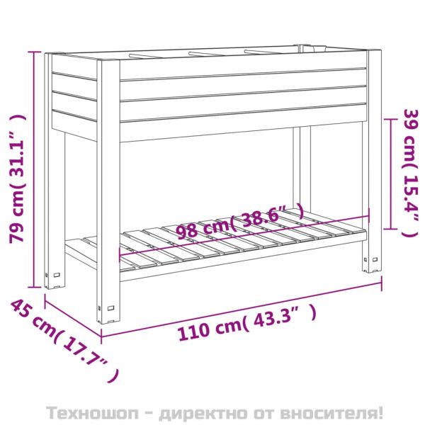 Градинска повдигната леха светлокафяв 110x45x79 см полипропилен