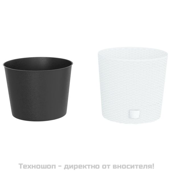 Саксия с подвижна вложка бяла 15/15,3 л PP ратан