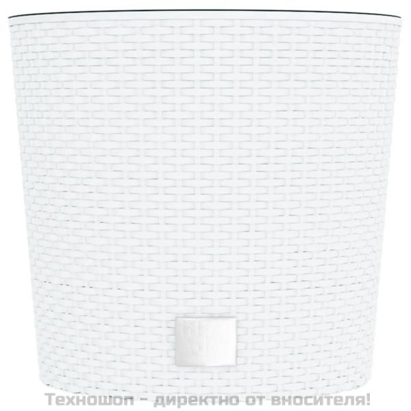 Саксия с подвижна вложка бяла 15/15,3 л PP ратан