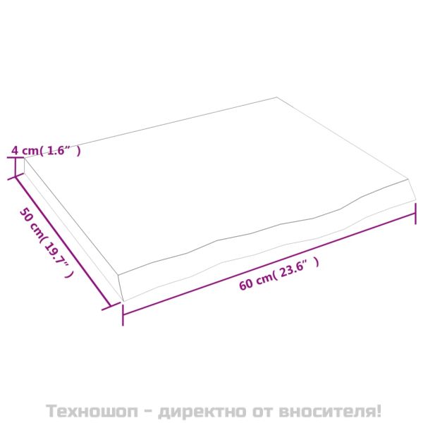 Стенен рафт тъмнокафяв 60x50x(2-4) см обработен масивен дъб
